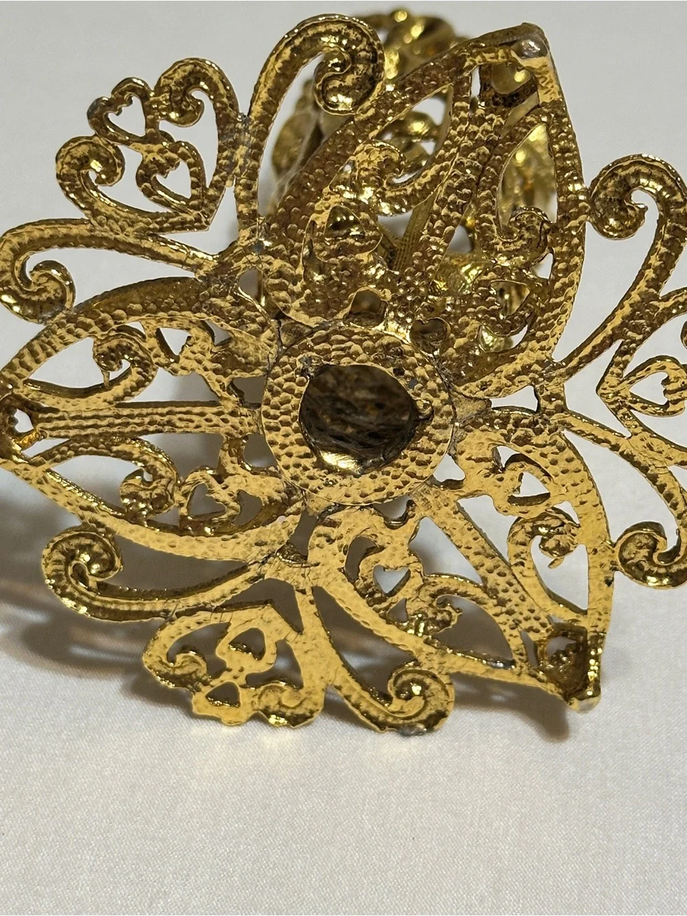 Ornate Gold Filigree Clear Glass Bud Vase